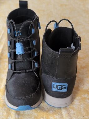 UGG Kids Black and Light Blue Ankle Boots